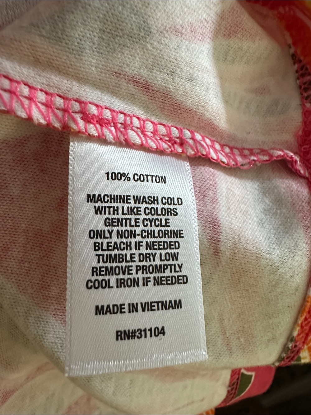 Tropical Pink & Orange Crew Neck Top “Floral Nature” by Kim Rogers Size XL & NWT - Picture 5 of 5
